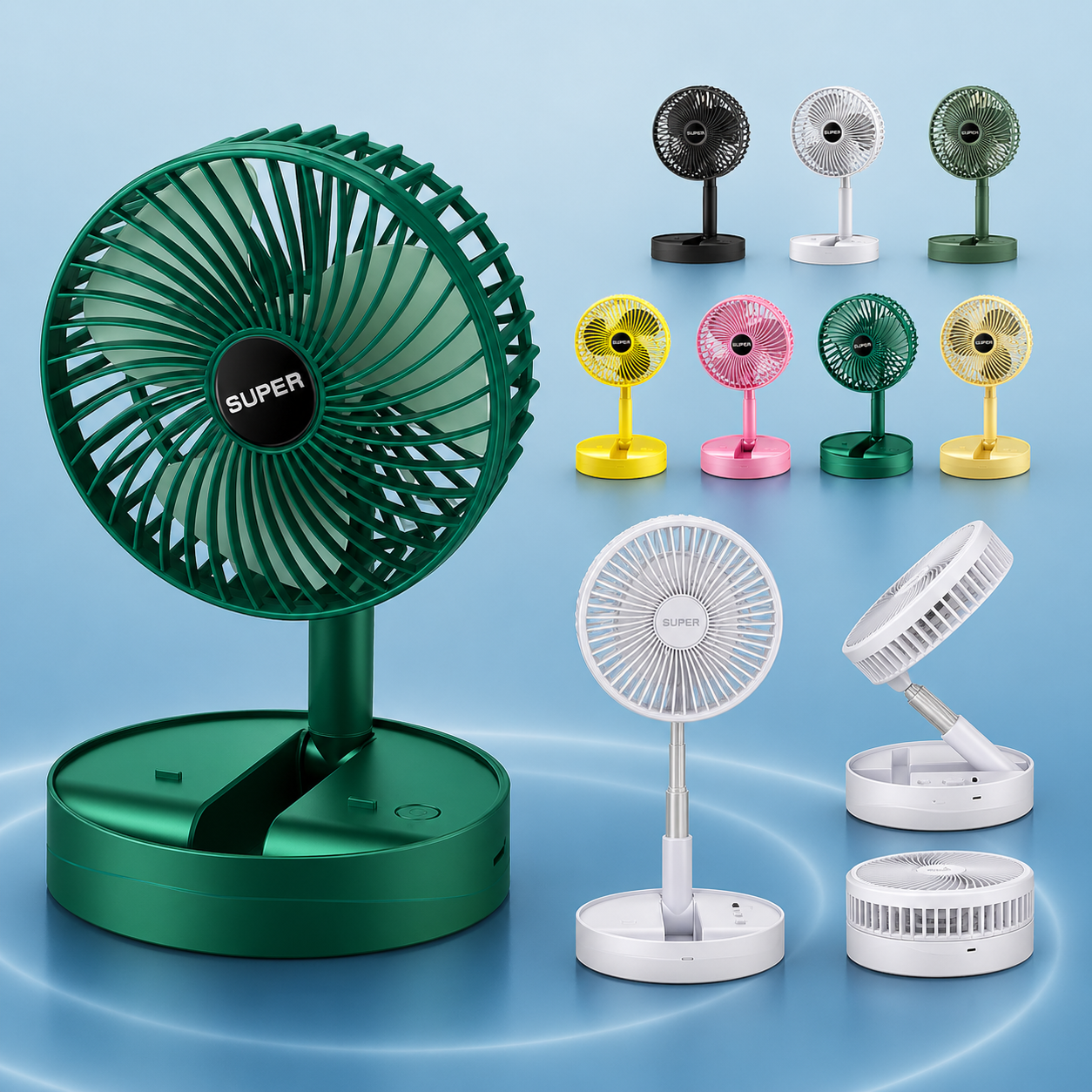 Portable Folding Fan, Rechargeable USB Type-C Fan