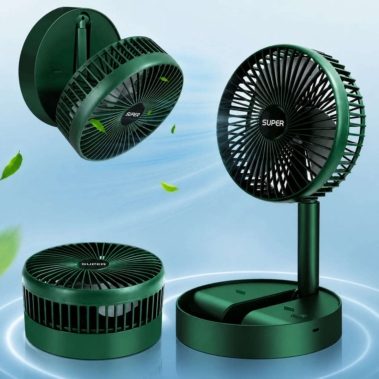 Portable Folding Fan, Rechargeable USB Type-C Fan